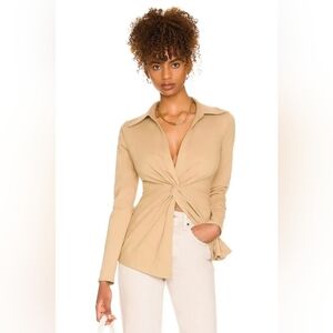 L'Academie The Amarine Long sleeve blouse in Beige